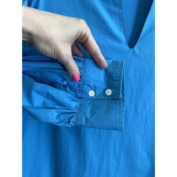 OLIVIA JAMES THE LABEL Chloe Mykonos Blue Ruffle Flounce Hem Dress - Picture 6 of 15